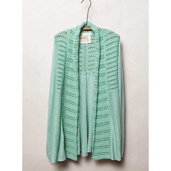 Anthropologie Sweaters - SALE Anthropologie Angel of the North Mint Open Front Cardigan